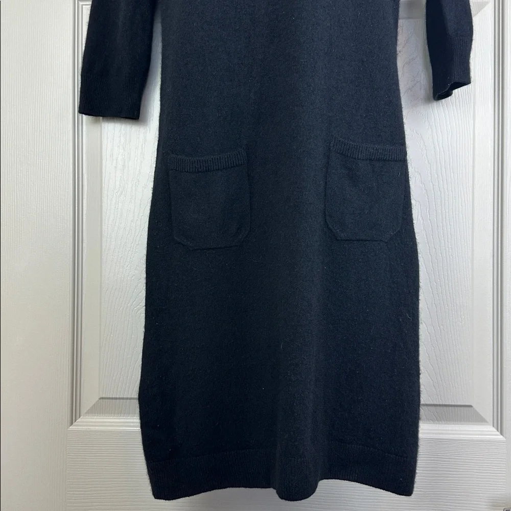 Lacoste Women's Cashmere Dress Round Neck Patch Pockets 3/4 Sleeves Size M